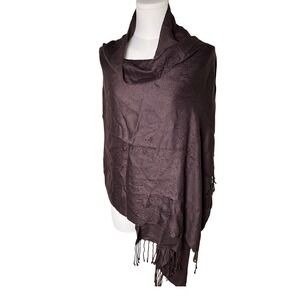 Boho Paisley‎ Pashmina Shawl Wrap Brown Fringe Lightweight Scarf 27x78 OS